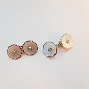 1920's Mother of Pearl Yellow Platinum Clad  Gold Filled Cufflinks